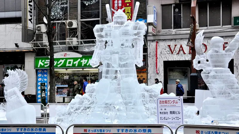Anime character ice sculpture