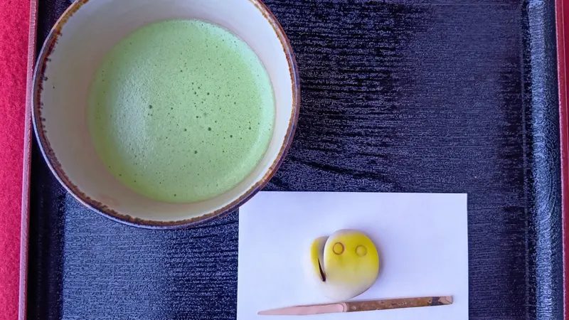 Matcha at a teahouse in Rikugien Gardens