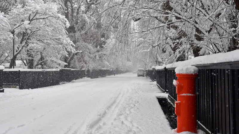 Beautiful snowy landscape of Kakunodate