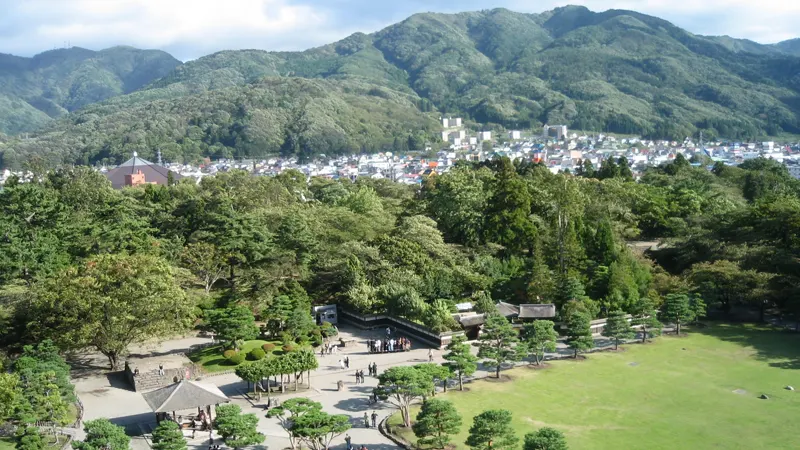 Panoramic view from Tsuruga Castle tower