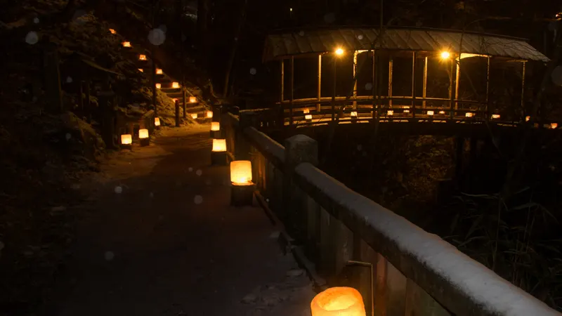 Gotai Bridge covered in snow