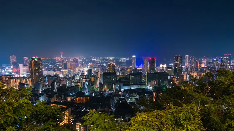 Night view over Kobe city