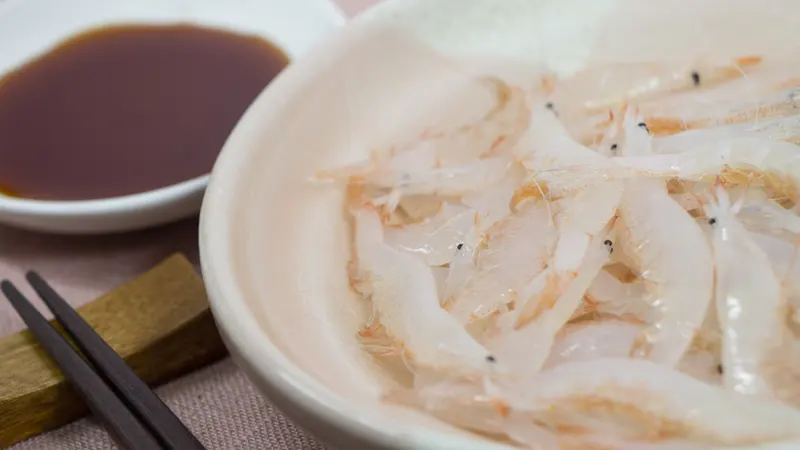 Fresh white shrimp sashimi