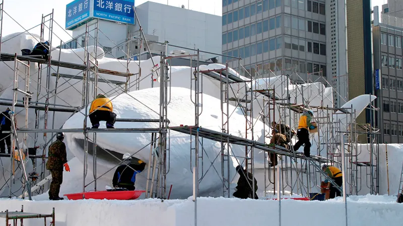 Large snow sculpture work