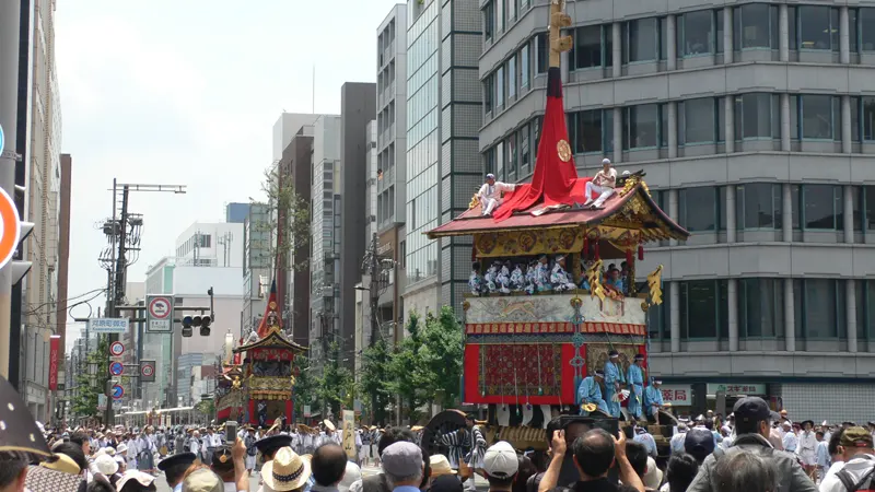 Gion Festival parade with floats