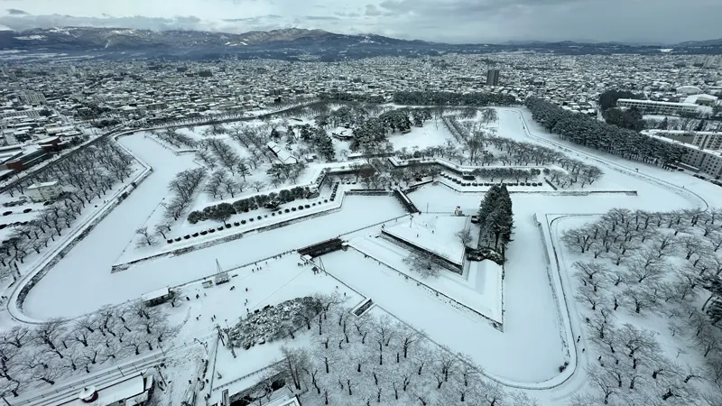 Snow covered Goryokaku Park