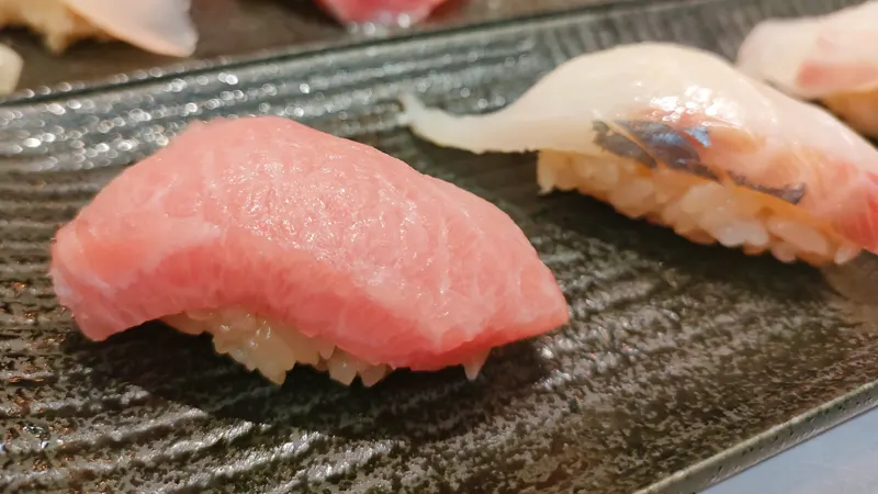 Fresh nigiri sushi at Toyosu Fish Market