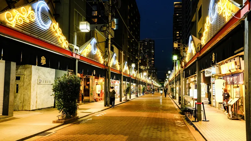 Monja Street in Tsukishima Tokyo