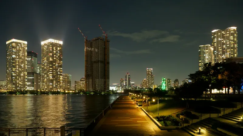 Toyosu waterfront city lights