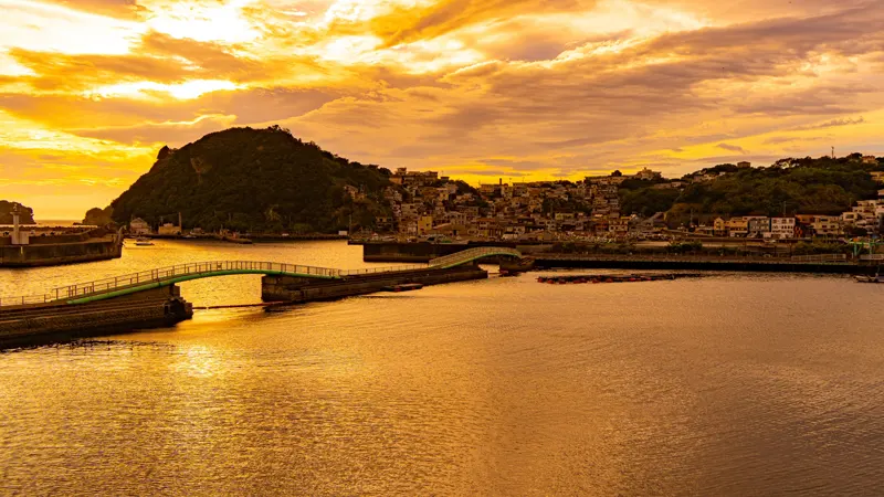 Saikazaki coast with beautiful sunset