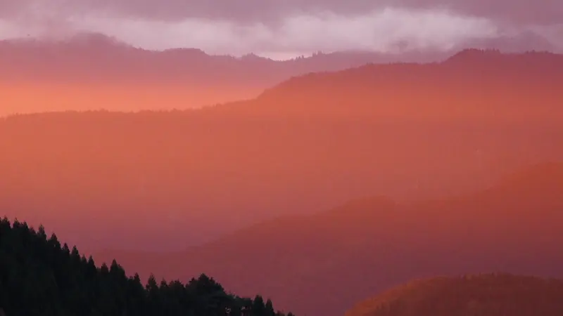Onyudani valley with morning mist