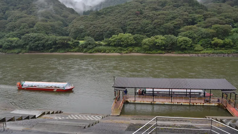 Mogami Gorge Basho Line boat on river