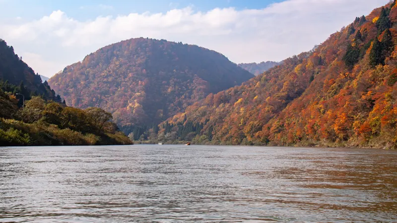 Mogami River view with mountains