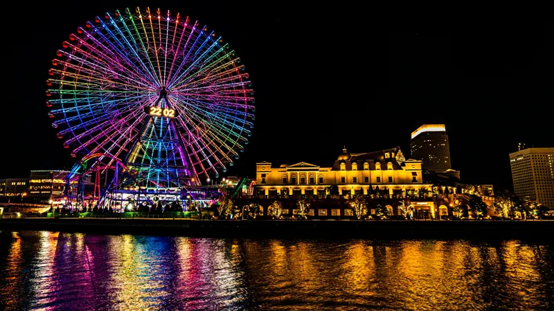 Ferris wheel reflection