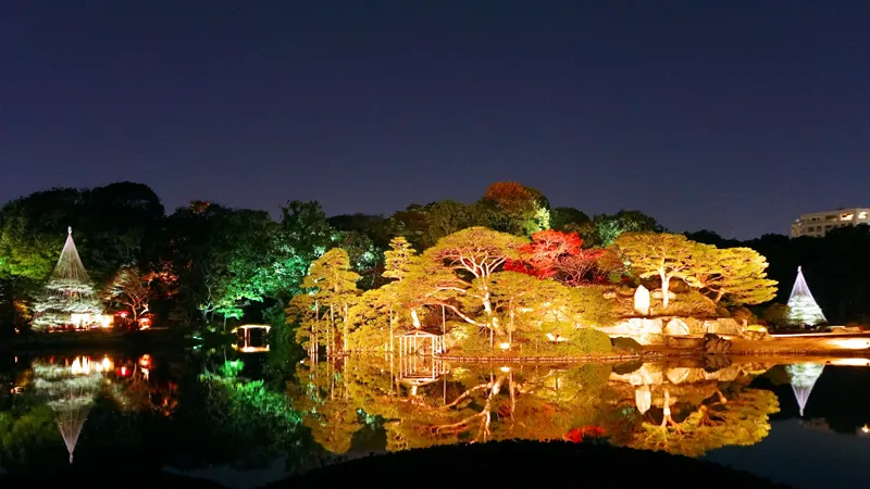 Rikugien Garden night illumination