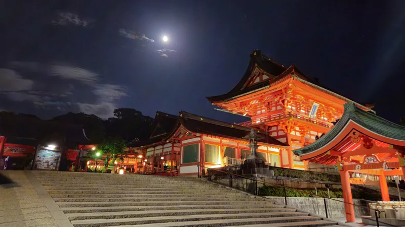 Full moon over Fushimi Inari