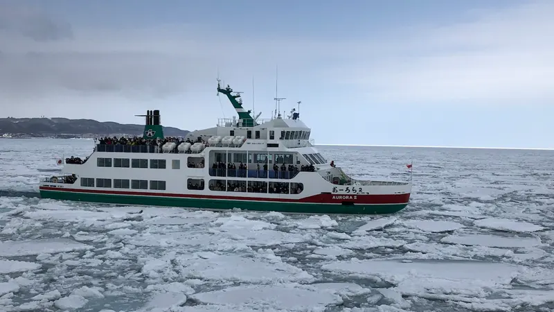 Icebreaker route through ice