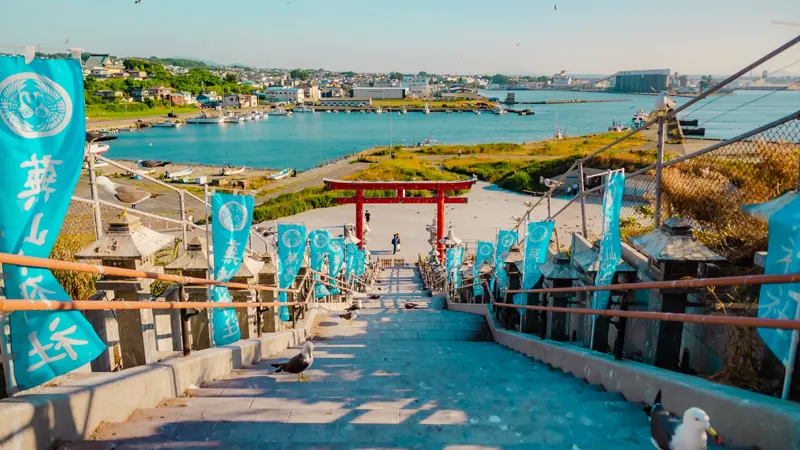Harbor view from shrine steps
