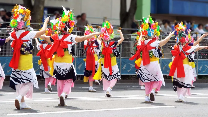Haneto dancers with drums and flutes