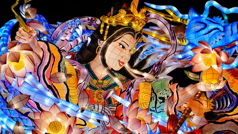 Illuminated nebuta floats