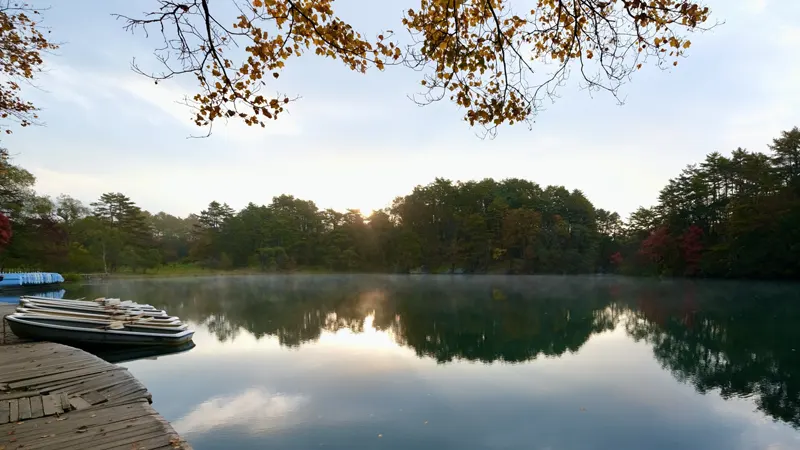 Goshikinuma calm water morning mist
