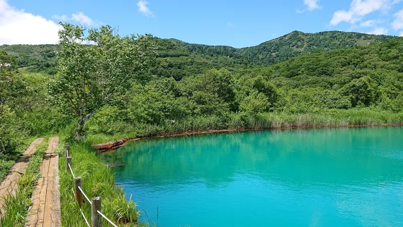 Goshikinuma trail with Hachimantai view