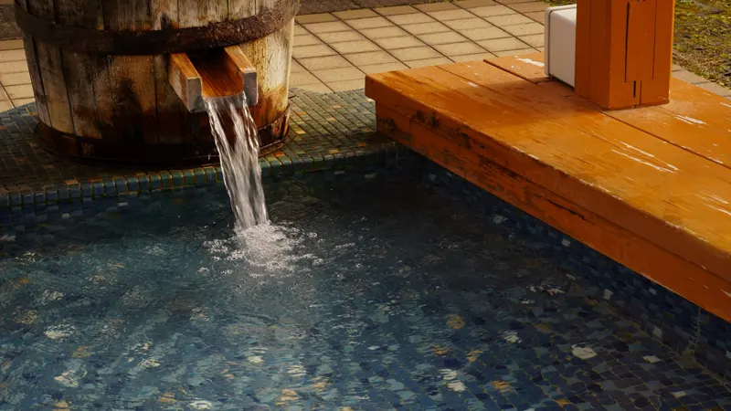 Sakunami Onsen hot spring source flow