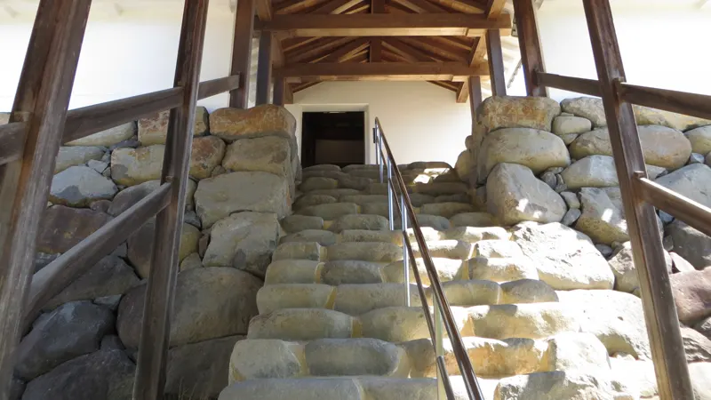 Stone steps leading to Shiroishi Castle turret